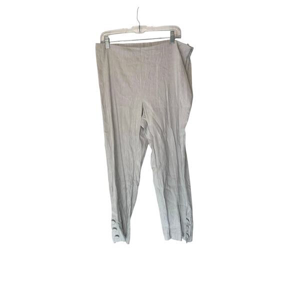 J. Jill Linen Stretch Light Gray Lagenlook Coastal Grandma Cropped Pants Large - Picture 1 of 12